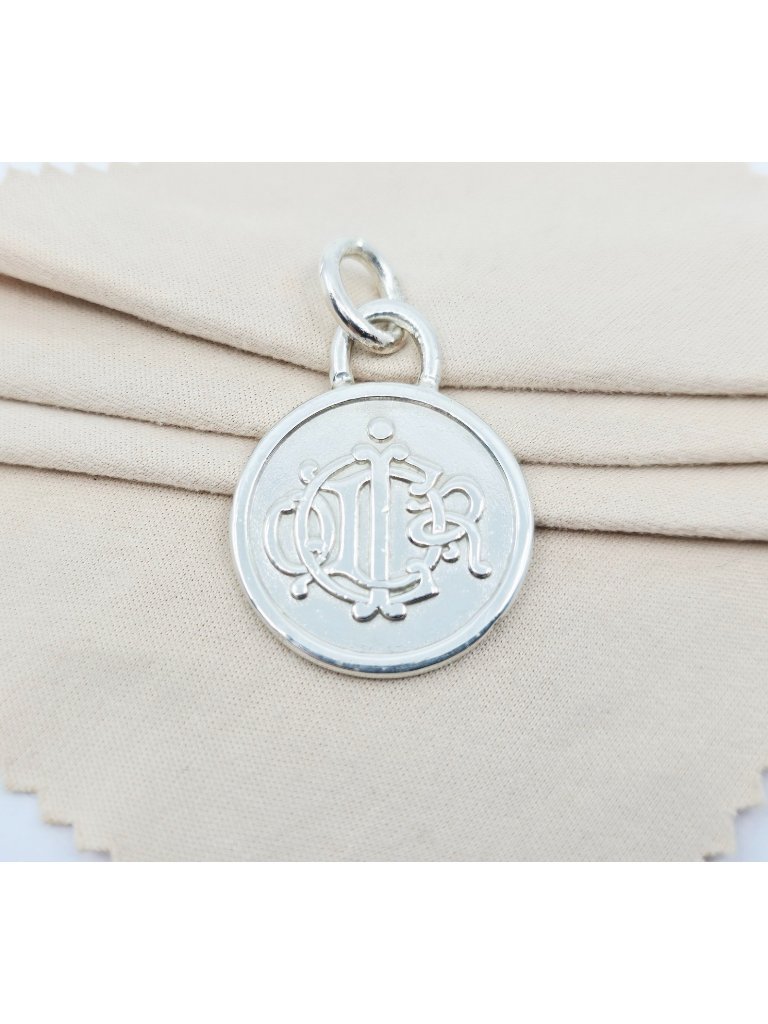 Vintage Solid 925 Sterling Silver Designer Christian Dior Round Charm Pendant